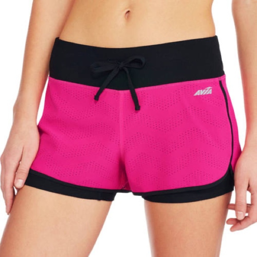 Avia Running Shorts Neon Pink Black Waistband/Lining L